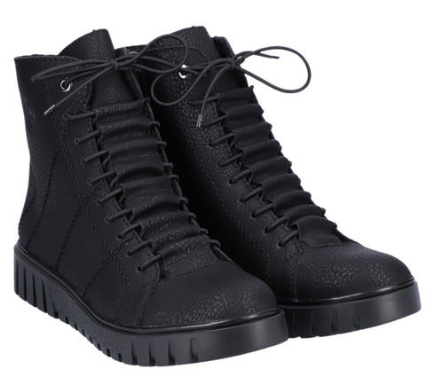 Ghete casual, dama, RIEKER ANTISTRESS, Y3420-00 negru, piele ecologica